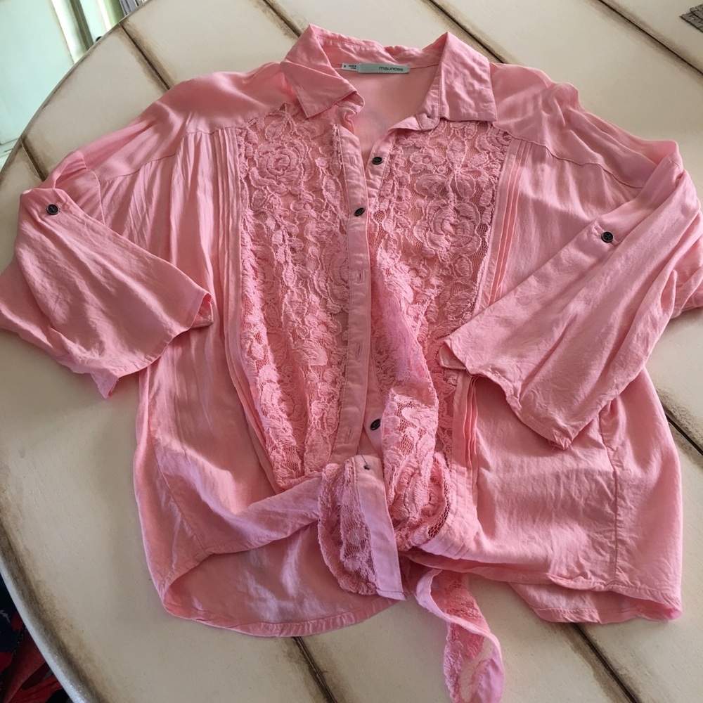 Western tie front blouse